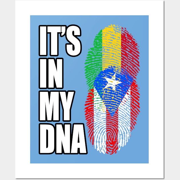 Puerto Rican And Malian Mix DNA Flag Heritage Wall Art by Just Rep It!!